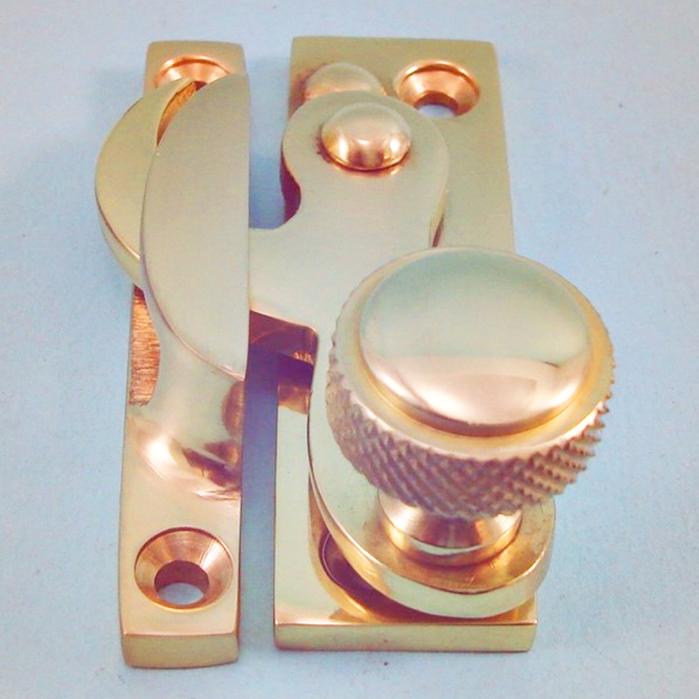 THD079/PB • Non-Locking • Polished Brass • Clo Knurled Knob Sash Fastener